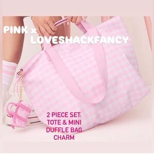 NWT💗SET💗Victoria’s Secret PINK x LOVESHACKFANCY TOTE& Mini Storage Keychain